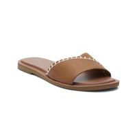 TOMS Women's Shea Slide Sandal, Tan Leather Suede, 42 EU