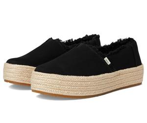 TOMS Women's Valencia Platform, Black Wide Width Canvas Fray, 41 EU