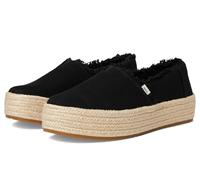 TOMS Women's Valencia Platform, Black Wide Width Canvas Fray, 42 EU