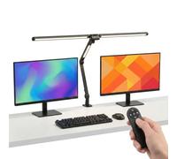 Tomshine Lámpara Escritorio LED 24W Doble Cabezal con Mando, 272 LEDs 1500LM CRI 95+ Flexo Arquitecto Regulable, 4 Tonos Temporizador, Luz Monitor Cuidado Ojos para Oficina - Negro
