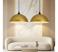 Tomshine Lámparas colgantes de hierro dorado moderno - Dos conjuntos de lámparas colgantes semi - circulares Ø30cm, base E27, adecuadas para la cocina, el comedor, la sala de estar y el pasillo