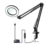 Tomshine Lámparas de lupa 8X,Lámpara de aumento LED con 10 Ajustes Bright Regulables, Lámpara de cuello de cisne flexible portátil para mesa de trabajo y uñas arte