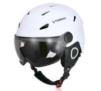 TOMSHOO Casco de Esquí, Casco de Seguridad Certificado Esquí Profesional Snowboard Casco de Deportes de Nieve Orejera Desmontable Gafas integradas/Sin Gafas
