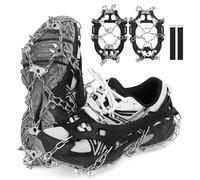TOMSHOO Crampones 24 Dientes Nieve y Hielo Tacos de Tracción, Crampones con Cadena de Acero Inoxidable Antidesilisantes, para Caminar, Senderismo, Escalada, Pesca y Montañismo