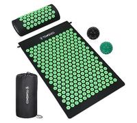 TOMSHOO Juego de acupresión, alfombrilla de acupresión y almohada con 2 bolas de masaje, terapia de alivio del dolor, muscular, espalda, cuello, con bolsa de viaje, para hombres y mujeres, color verde