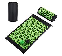 TOMSHOO Juego de estera de acupresión, alfombrilla de masaje Shiatsu para acupuntura, esterilla de masaje con almohada y 2 bolas de masaje, bolsa, para aliviar el dolor de espalda, dolor de cabeza