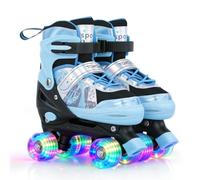 TOMSHOO Patines 4 Ruedas Niña Niño, Patines Niña Niño con LED Iluminadas, 4 Tallas Ajustables Patine Roller Quadpara Niños, Niñas, Adolescentes Principiantes