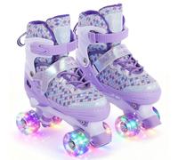 TOMSHOO Patines 4 Ruedas Niña Niño, Patines Niña Tallas Ajustables, Patines en Paralelo con LED Iluminación, Confortables et Respirants para Niñas y Niños Principiantes