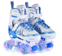 TOMSHOO Patines 4 Ruedas, Patines Roller para Niñas Niños Tallas Ajustables, en Paralelo con LED Iluminación Ruedas Roller Skates, Ideal para Principiantes como Regalo