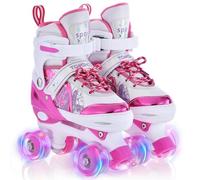 TOMSHOO Patines 4 Ruedas, Patines Roller para Niñas Niños Tallas Ajustables, en Paralelo con LED Iluminación Ruedas Roller Skates, Ideal para Principiantes como Regalo