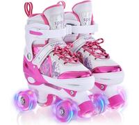 TOMSHOO Patines 4 Ruedas, Patines Roller para Niñas Niños Tallas Ajustables, en Paralelo con LED Iluminación Ruedas Roller Skates, Ideal para Principiantes como Regalo