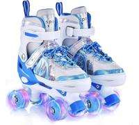 TOMSHOO Patines 4 Ruedas, Patines Roller para Niñas Niños Tallas Ajustables, Patines en Paralelo con LED Iluminación Ruedas Roller Skates, Patines Niña Niño Principiante Regalo