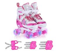 TOMSHOO Patines para niños con Equipo de protección, 4 tamaños para niños de Diferentes Edades, Ruedas Luminosas LED Ajustables (M)