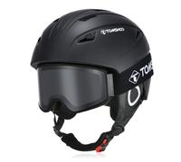TOMSHOO Set de Casco de Esquí, Casco de Snowboard con Gafas de Esquí, Orejeras, Orificios de Ventilación, Forro Extraíble, Casco de Esquí y Gafas para Hombre y Mujer Unisex