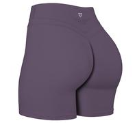 TomTiger Shorts de Yoga para Mujer, con Control Abdominal, Cintura Alta Tipo Ciclista, para Ejercicio, Entrenamiento y Efecto de Levantamiento de glúteos, Ciruela Negra, M