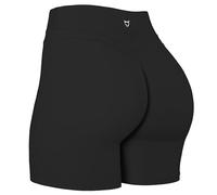 TomTiger Shorts de Yoga para Mujer, con Control Abdominal, Cintura Alta Tipo Ciclista, para Ejercicio, Entrenamiento y Efecto de Levantamiento de glúteos, Negro -, Large