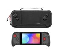tomtoc Funda para Nintendo Switch / Versión OLED con Hori Split Pad Pro Controller, Bolso Protector de Agarre, Estuche con Almanecemiento para 30 Cartuchos de Juegos, Negro