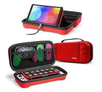 Tomtoc - Funda rígida de almacenamiento compatible con Nintendo Switch, funda protectora original con asa de viaje para consola Nintendo Switch y accesorios, 24 ranuras para tarjetas de juego