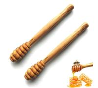 Tomuvpzn Cuchara de miel de madera de olivo, 2 cucharas de miel de madera y jarabe, 13,8 cm, cuchara agitadora de madera, mango recto para mermelada, jarabe, yogur y sin manchas