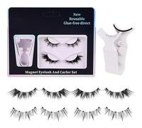 Tomvorks 2 Pares C - Curl Magnetic Fneelashes con Rizador para Pestañas Falsas de Aspecto, Ajuste Seguro, Todo el Día Comodidad (Mezcla)