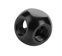 Tomvorks Accesorio de Refrigeración por Agua Roscado G1/4, Adaptador de Latón Esférico Exquisito, Conector 3 Vías para Configuración Refrigeración por Agua PC, Negro/plateado, 1 Unidad (Negra)