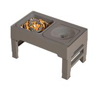 Tomvorks Comedero Lento para Perros Elevados Ajustables para Hábitos Alimenticios Saludables Adecuado Mascotas de Varios Tamaños Plástico ABS Negro 17.32 X 10.24 X 3.35-11.42in (Gris)