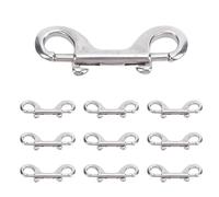 Tomvorks Conector de Correa para Perros con Cierre Lateral Doble, Gancho Doble de Acero Inoxidable para Bastidores Tambor, Paquete 5 Ganchos 100mm (90mm*10)