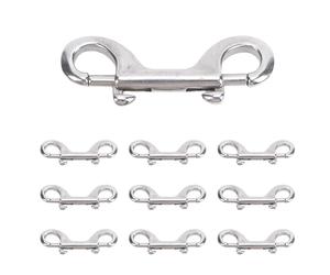 Tomvorks Conector de Correa para Perros con Cierre Lateral Doble, Gancho Doble de Acero Inoxidable para Bastidores Tambor, Paquete 5 Ganchos 100mm (100mm*10)