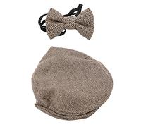 Tomvorks Conjunto de Atrezos para Fotografía de Bebés Recién Nacidos, Sombrero Caballero Suave y Transpirable, Pajarita, Accesorio Fotografía para Niños 0 a 1 Mes (Gorra caballero + pajarita)