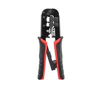 Tomvorks Herramienta Cortadora Peladora de Engarzadores de Alambre con Trinquete 3 en 1 con Diseño que Ahorra Mano Obra, Herramienta Manual para Electricista para Cable Red y Línea Telefónica 8P8C,