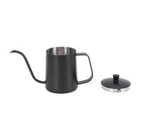 Tomvorks Hervidor de café de Acero Inoxidable, 350ML, Negro, con Tapa, Control Eficiente del Agua para el Hogar, Camping, Oficina, Pico Largo