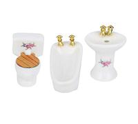 Tomvorks Juego de Baño de Cerámica Exquisito en Miniatura para Casa Muñecas, Colección Muñecas, Bañera Blanca, Lavabo, Kit para Mini Casa 1/24 (#3)