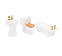 Tomvorks Juego de Baño de Cerámica Exquisito en Miniatura para Casa Muñecas, Colección Muñecas, Bañera Blanca, Lavabo, Kit para Mini Casa 1/24 (#1)