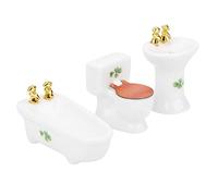 Tomvorks Juego de Baño de Cerámica Exquisito en Miniatura para Casa Muñecas, Colección Muñecas, Bañera Blanca, Lavabo, Kit para Mini Casa 1/24 (#2)