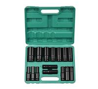 Tomvorks Juego de Llaves de Vaso de Impacto Hexagonales con Accionamiento de 1/2 Pulgada, 20 Piezas de Llaves de Vaso Profundas, Tamaños Métricos, Material CR-V de (Negra)