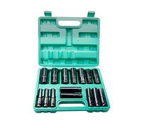 Tomvorks Juego de Llaves de Vaso de Impacto Hexagonales con Accionamiento de 1/2 Pulgada, 20 Piezas de Llaves de Vaso Profundas, Tamaños Métricos, Material CR-V de (Negra)