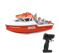 Tomvorks Mini Barco de Control Remoto, Juguete para Lagos, Juguete Eléctrico para Niños Adultos, Barco de Rescate 2,4 GHz (Blanco y Naranja)