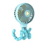 Tomvorks Mini Ventilador Portátil de Mano con Clip de Trípode Pulpo Flexible en Negro para Cochecito, Escritorio, Asiento Coche, Carga USB Recargable (Azul)