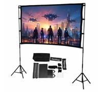 Tomvorks Pantalla de Portátil de 84 Pulgadas con Soporte para Noches Cine Al Aire Libre y Camping Tela Duradera Configuración Rápida