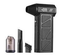 Tomvorks Plumero de Aire Eléctrico de 160 W con Luz, 4 en 1 130000 RPM Soplador Seco por Chorro Portátil con Succión Extraíble y Boquilla de Cepillo para Limpiar, Soplar, Inflar e (Negro)