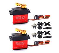 Tomvorks Servo Digital de Alto Torque Engranaje de Acero Inoxidable 20 KG con Brazo Servo 25T para Coche RC (2 Piezas)