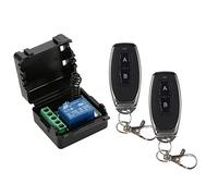 Tomvorks Smart Home 433Mhz DC 12V 1CH Interruptor Remoto Inalámbrico Receptor Transmisor Módulo de Interruptor de Control Remoto Universal y 2PCS Transmisor RF Controles Remotos 1527 (Negra)