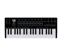 Tomvorks Teclado MIDI de 37 Teclas con 16 Pads RGB 8 Perillas 4 Faders Motor Sintetizador Inalámbrico para Producción Musical DAW PC, Color Negro, Teclado Portátil de 37 Teclas para Músicos