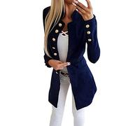 Tomwell Blazer Mujer Manga Larga Abrigo Traje Slim Chaqueta del Traje OL Mujeres Botón de Metal Outwear A Azul 38