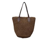 Tomwell Bolso de Paja Mujeres Bolsos de Bandolera Verano Crossbody Totes de Playa con Asas de Cuero Ratán Tejidas a Mano Para Estilo Para Fechas y Vacaciones C Marrón
