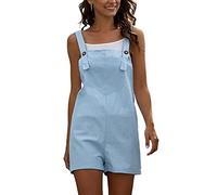 Tomwell Peto Vaquero para Mujer Verano Monos Vaqueros Flores Mono Verano Sin Mangas Vaquero con Estampado de Moda con Bolsillo Vaqueros Largos Casual pantalón Harén con Bolsillo Babero B Azul L