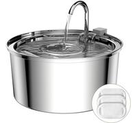 TOMXCUTE 3,2L Fuente de Agua para Gatos de Acero Inoxidable, Bebedero diseño de Grifo, Funcionamiento silencioso Aptas para el lavavajillas, con 1 Esponja y 3 filtros