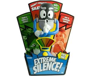 TOMY Extreme Silence Juego de Fiesta, Juego de Habilidad silencioso para niños y familias, Sensor de Ruido, 50 Tarjetas de tareas, Crear Sus Propios desafíos, a Partir de 6 años, más de 2 Jugadores