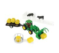 Tomy John Deere Haying Farm Playset - 1:32 Scale - Includes Tractor, Trailer, Farm Animals, and More - John Deere Tractor Toys and Farm Toys - 21 Count - Ages 3 Years and Up