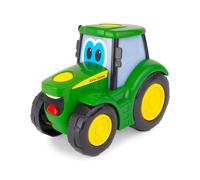 TOMY John Deere Lights 'n Sounds Johnny Tractor - Tractor iluminado con efectos de sonido y ruedas rodantes gratis, producto oficial de John Deere, juguete para interiores